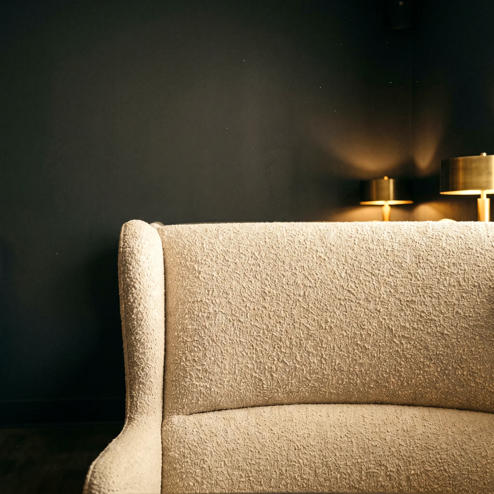 A boucle wingback booth